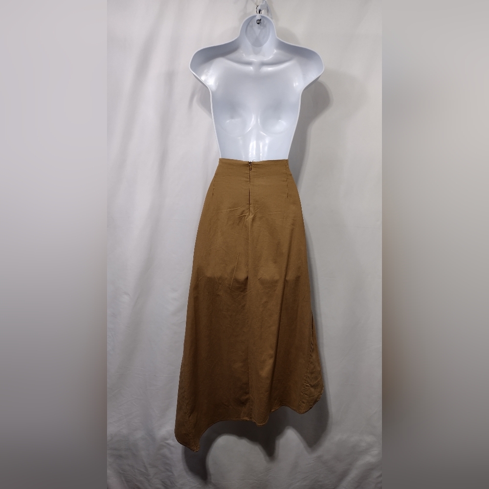 NWT Lulus Linen Blend Wrap Skirt Women's M Tan Retro Y2K 90s Casual Comfy - Picture 3 of 7